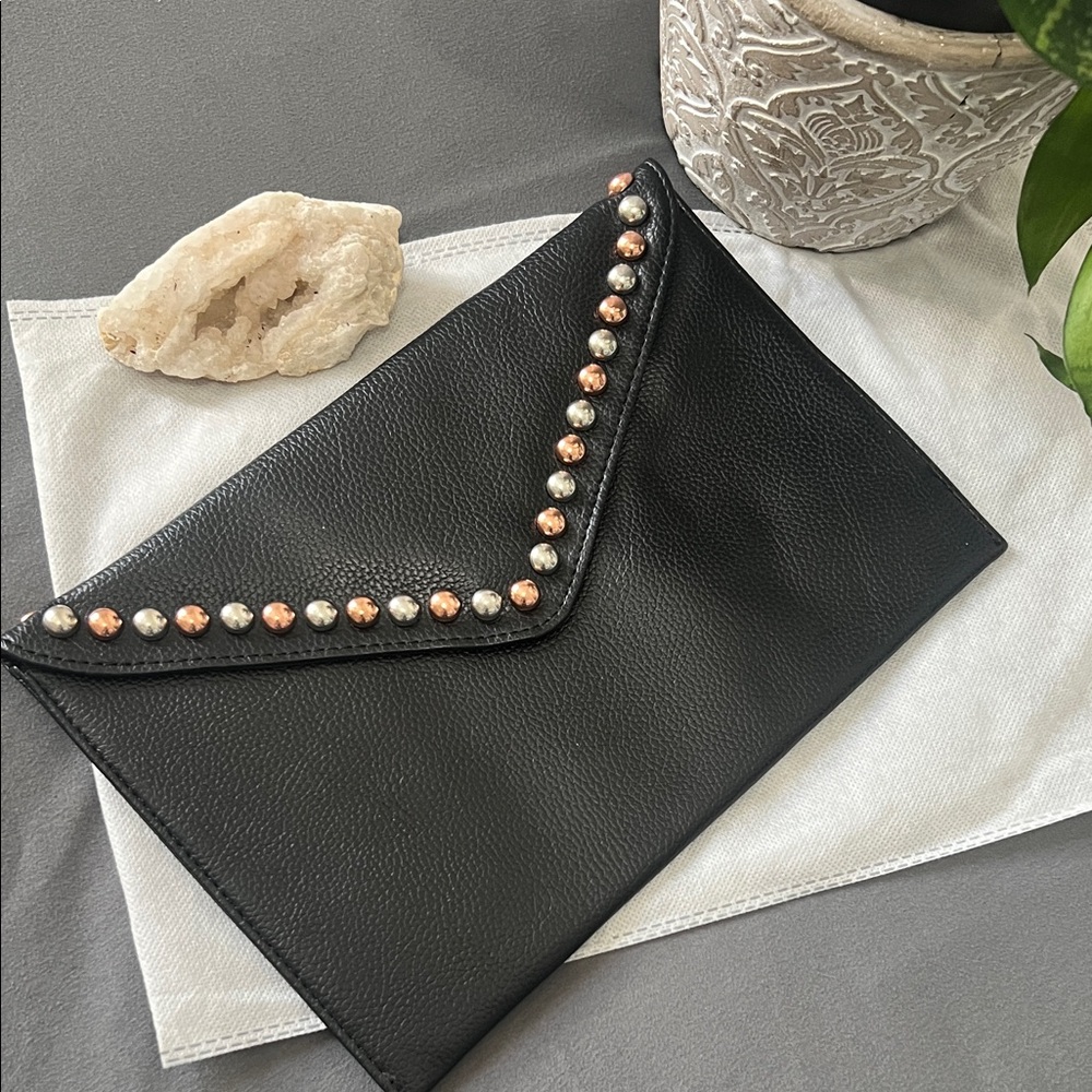 B-Low the Belt Black Leather Clutch